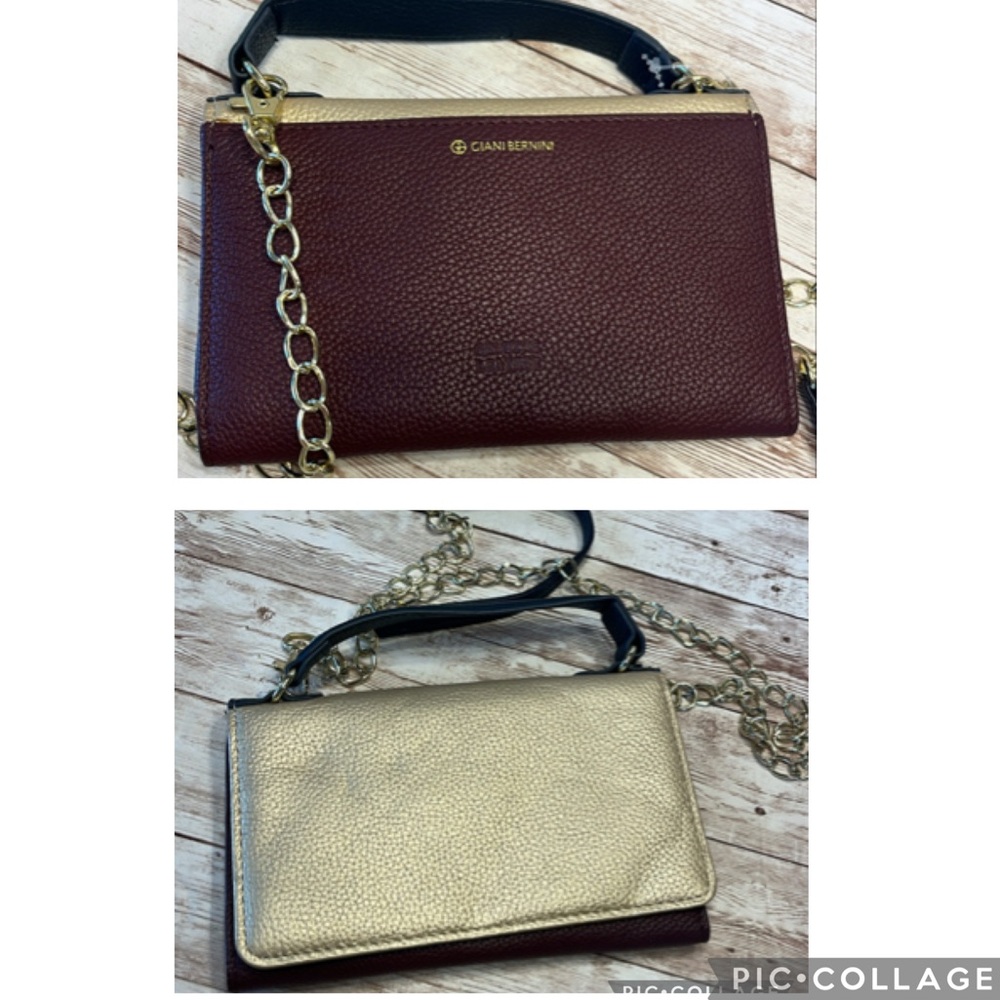 COPY - NWT Giani Bernini Wallet Clutch Crossbody Mini Handbag Gold Maroon Navy …